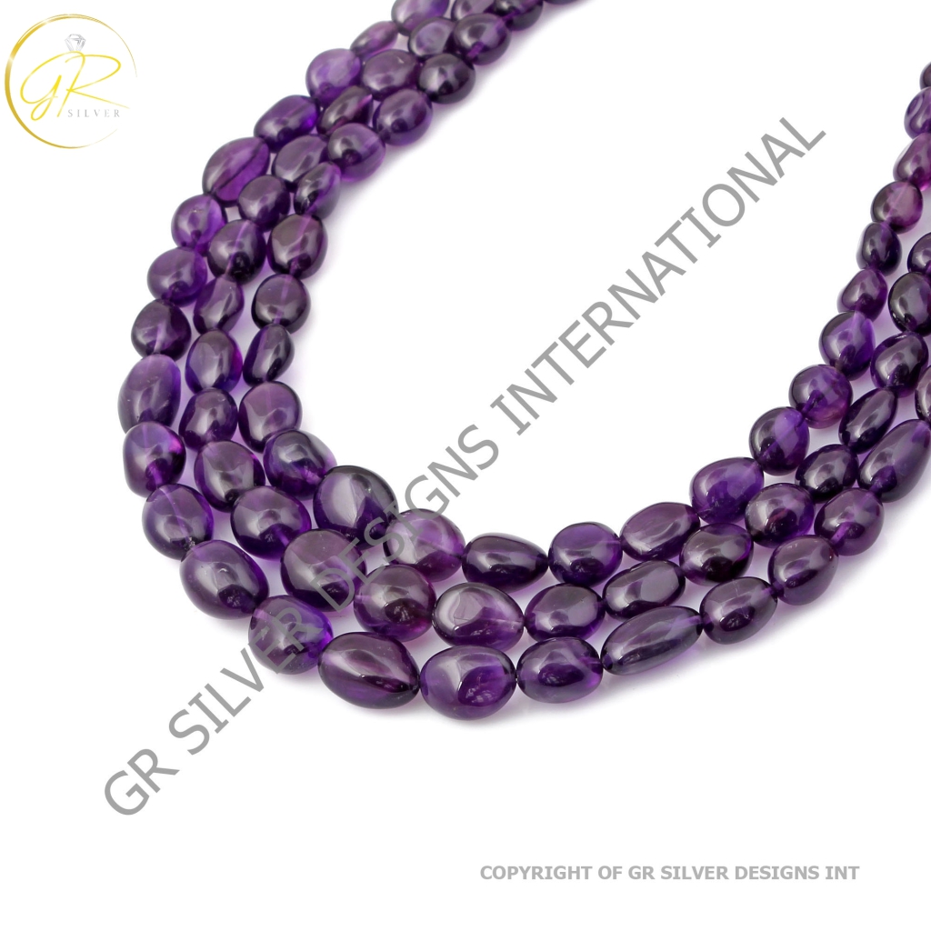 Amethyst Necklace, Natural Amethyst Gemstone Beaded Necklace Nuggets Shape 10-19mm Approx