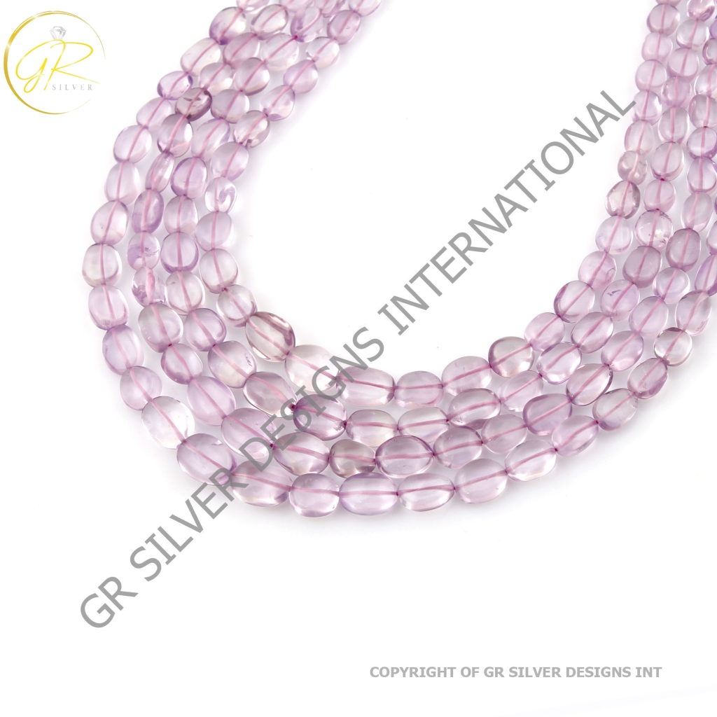 Amethyst Beaded Necklace, Pink Amethyst Nugget Shape Beaded Necklace 9-16mm Approx