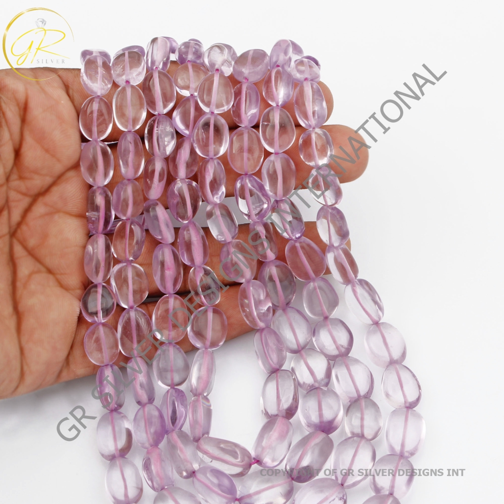 Amethyst Beaded Necklace, Pink Amethyst Nugget Shape Beaded Necklace 9-16mm Approx