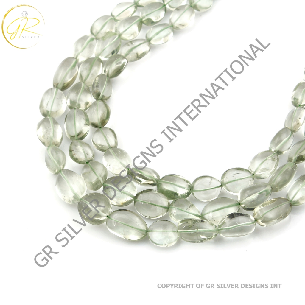 Amethyst Beaded Necklace, Green Amethyst Nuggets Shape Gemstone Beaded Necklace 12-21mm Approx