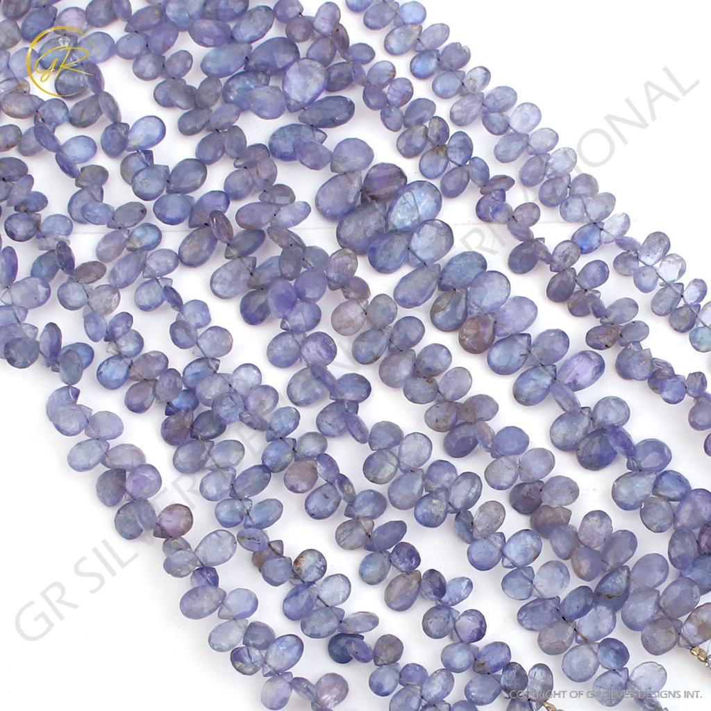 Natural Tanzanite Pear Faceted 14 Strands Gemstone Beads 8 Inches