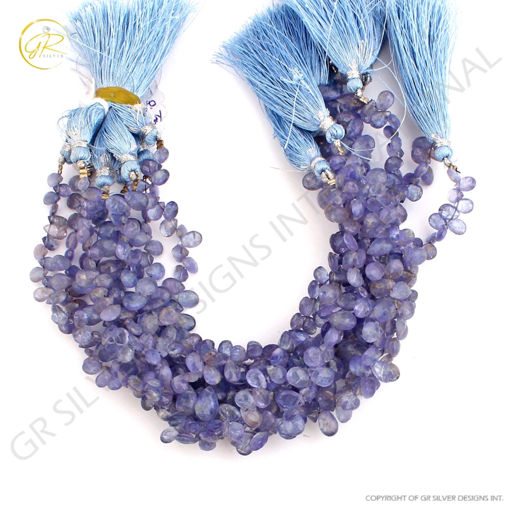 Natural Tanzanite Pear Faceted 14 Strands Gemstone Beads 8 Inches