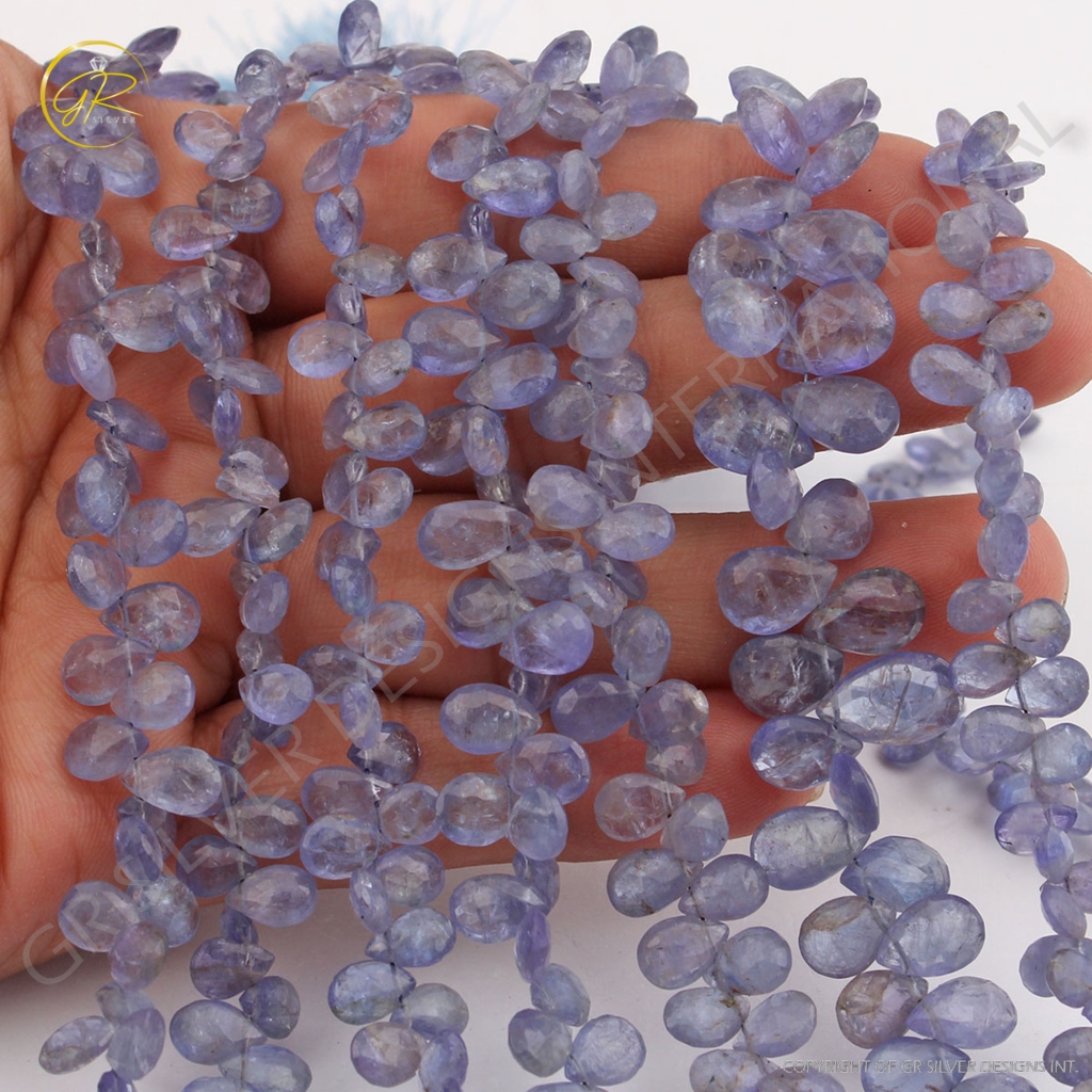 Natural Tanzanite Pear Faceted 14 Strands Gemstone Beads 8 Inches