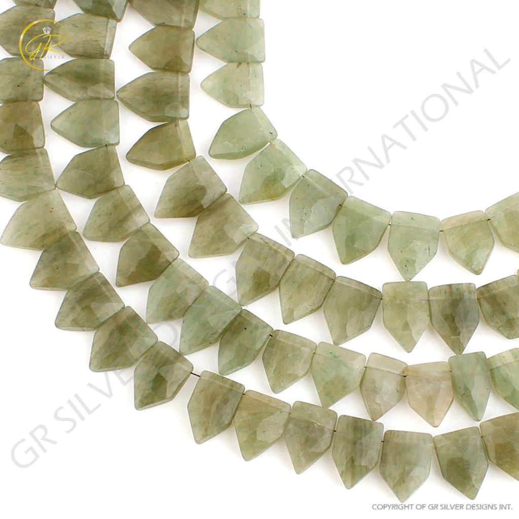 Natural  Aventurine Pentagon Gemstone 7 Strands Handmade Beads