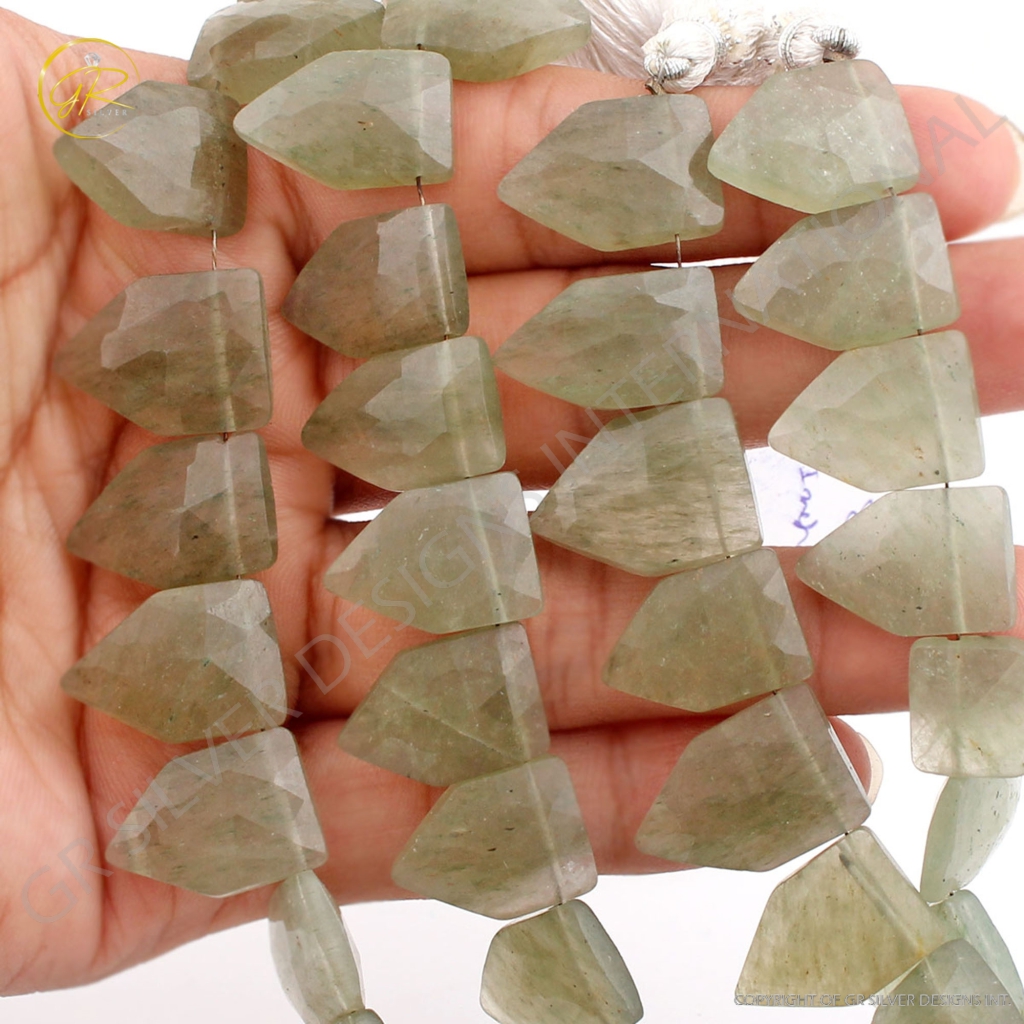 Natural  Aventurine Pentagon Gemstone 7 Strands Handmade Beads