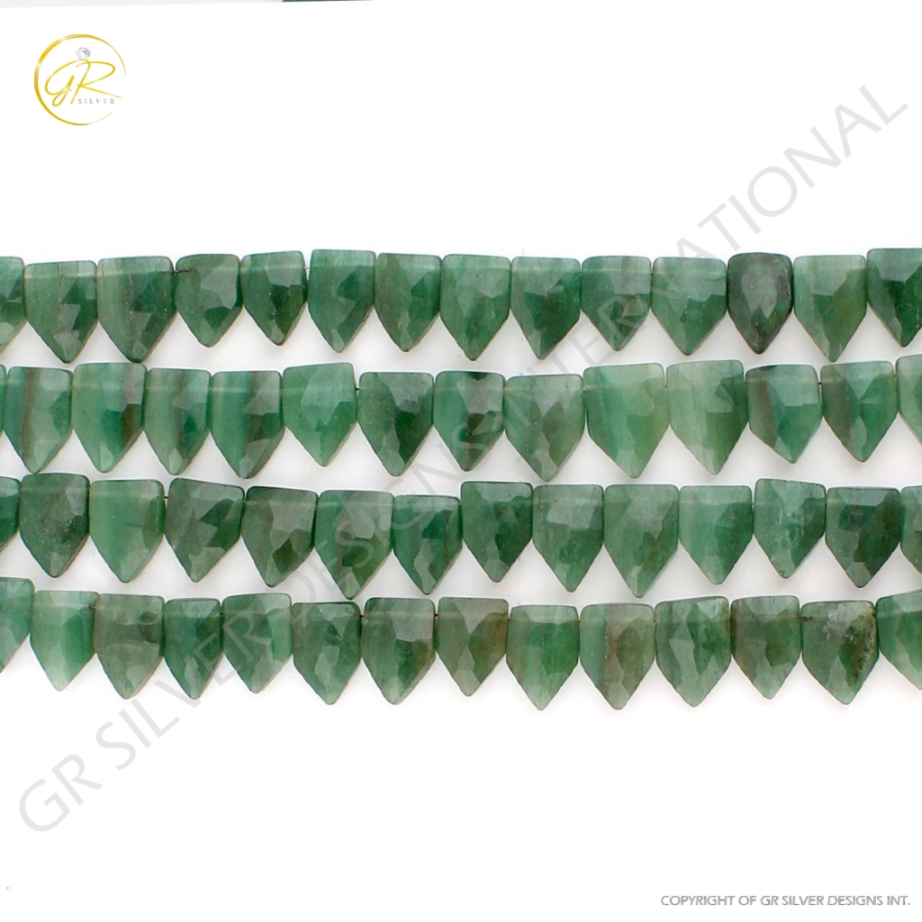 Faceted Pentagon Aventurine Handmade Gemstone Beads