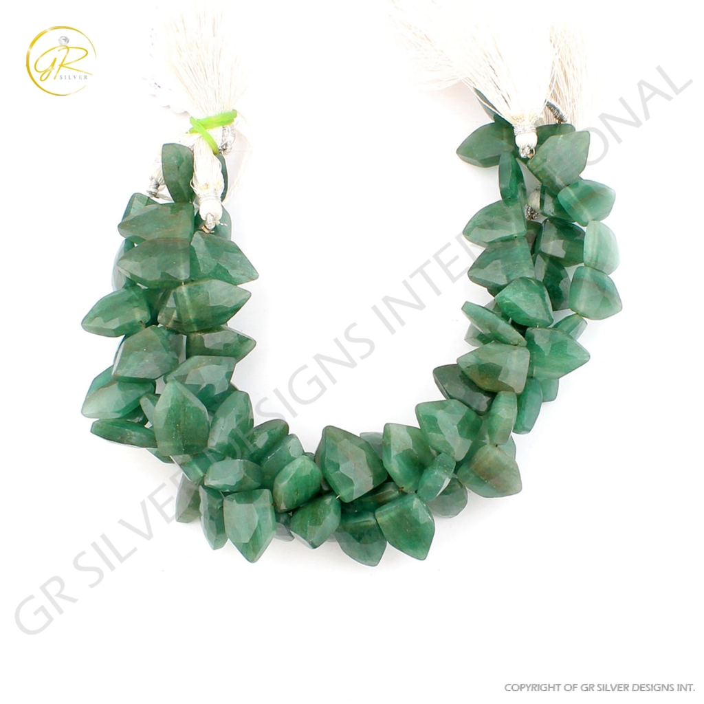 Faceted Pentagon Aventurine Handmade Gemstone Beads