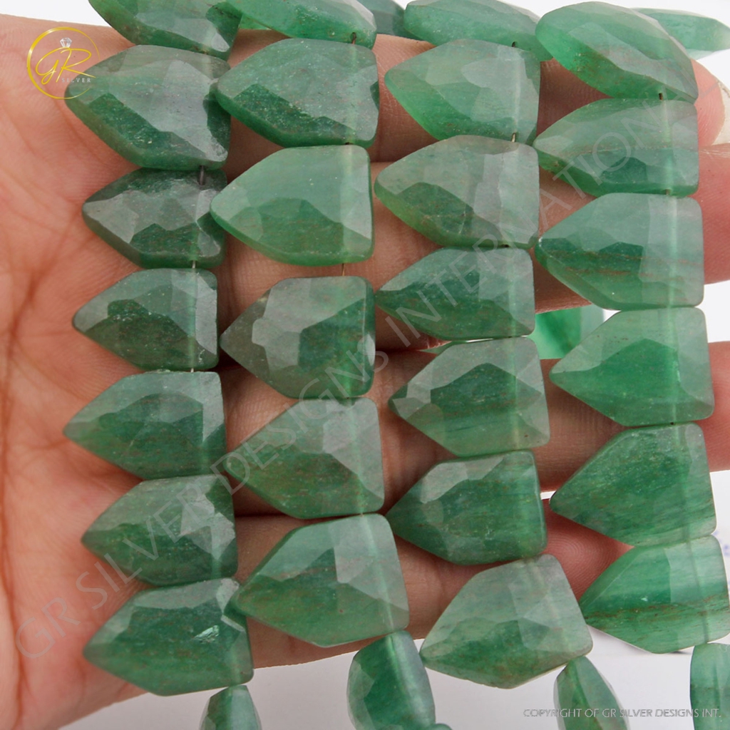 Faceted Pentagon Aventurine Handmade Gemstone Beads