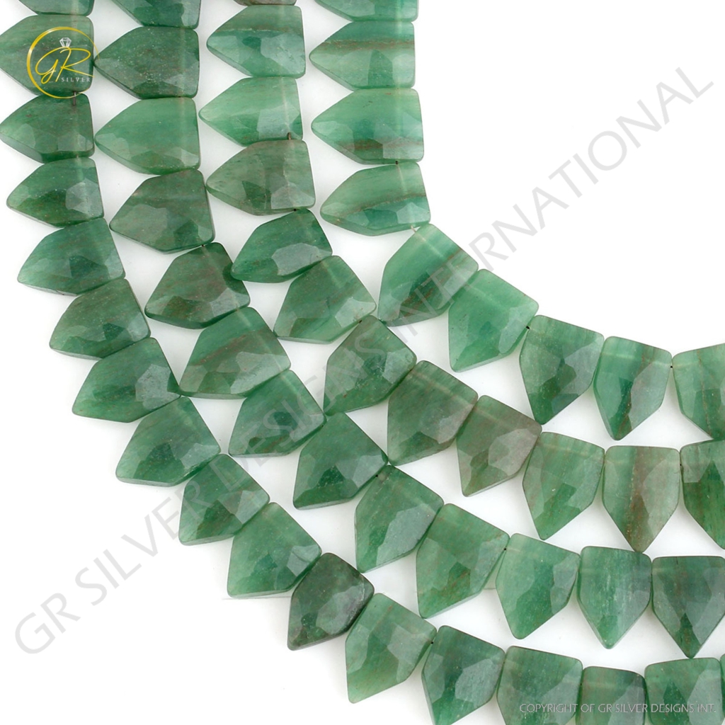 Faceted Pentagon Aventurine Handmade Gemstone Beads