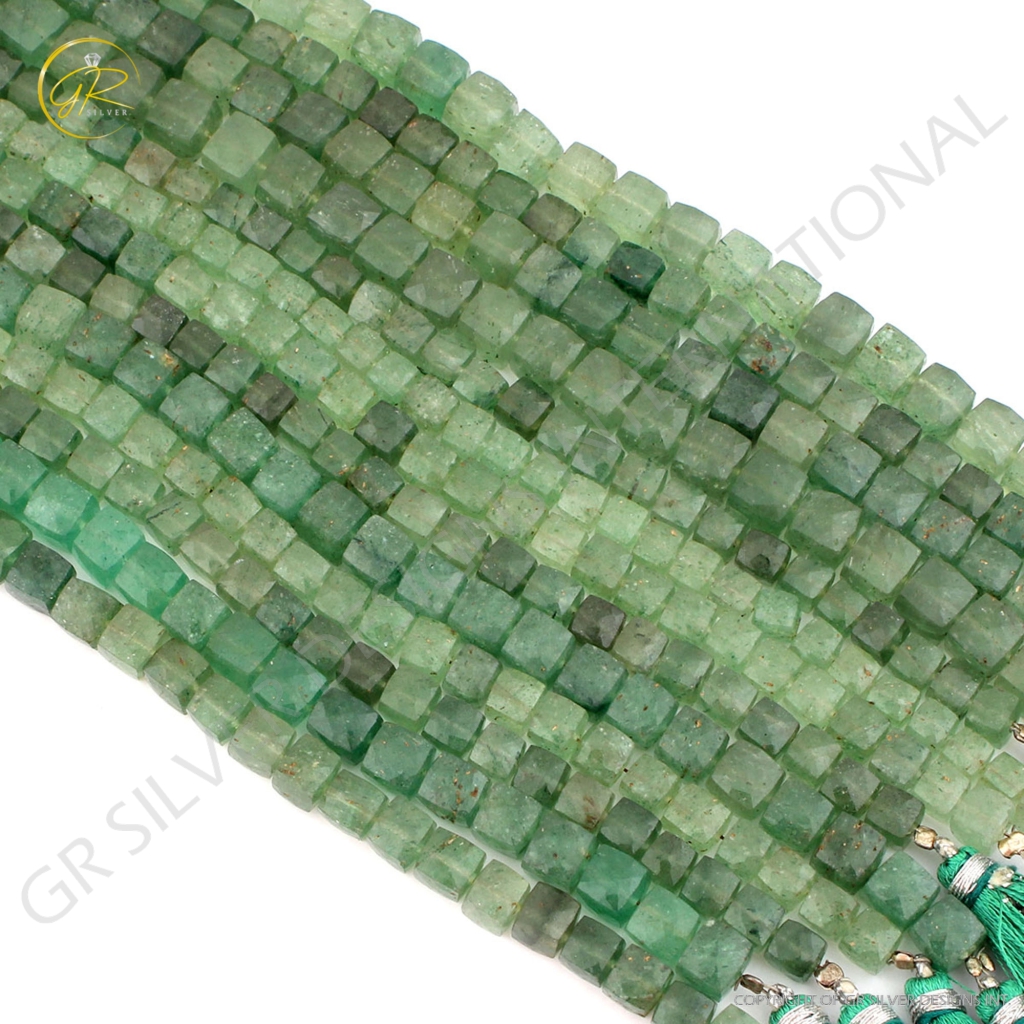 Faceted Square Strawberry Quartz 8 Inches Handmade Strands Beads