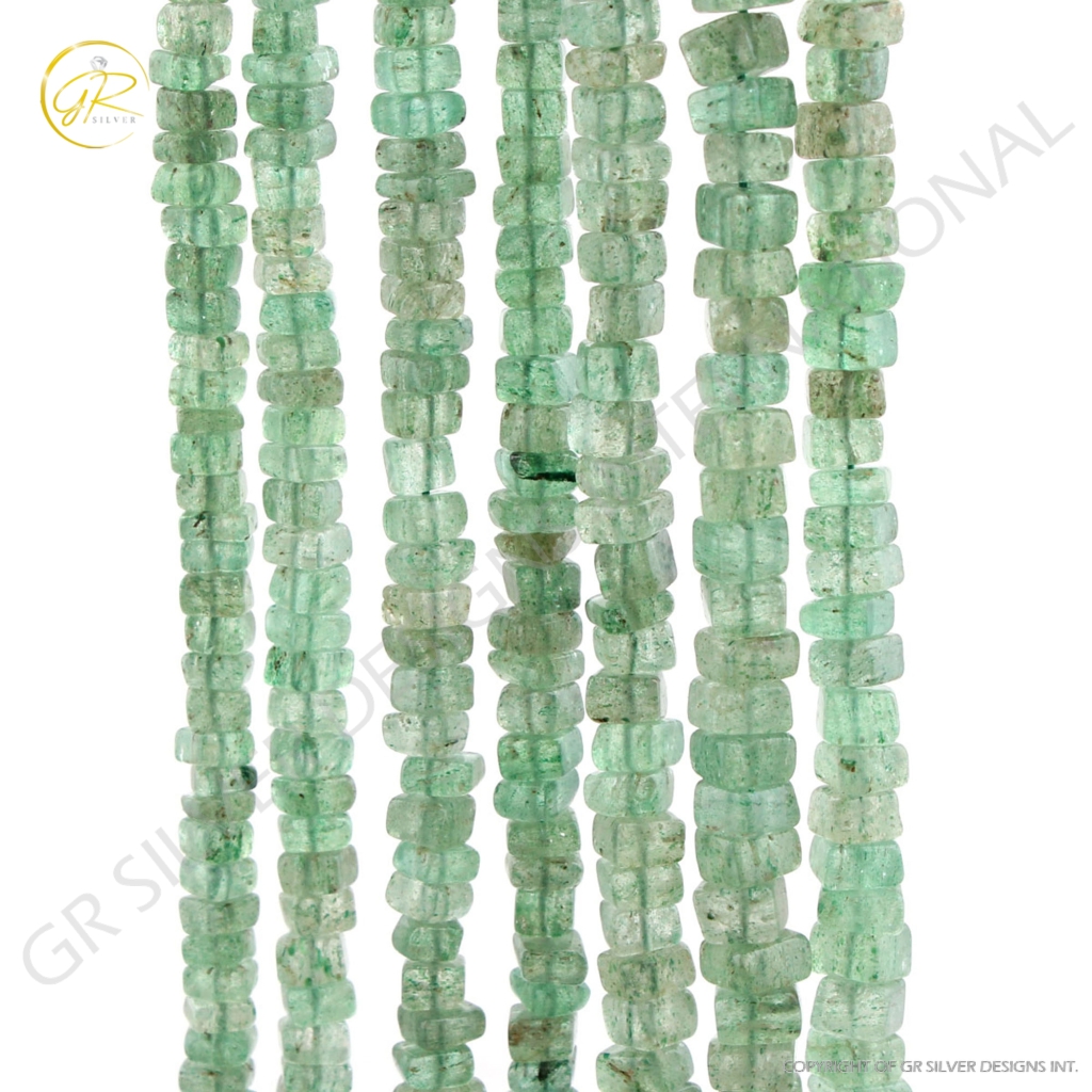 Plain Green Strawberry Quartz 4-5mm Square Gemstone Beads