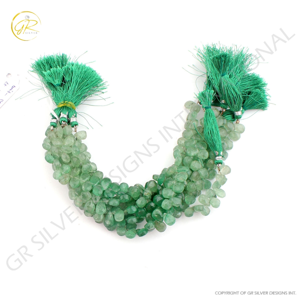 Natural Green Strawberry Quartz Handmade Pear Gemstone Beads