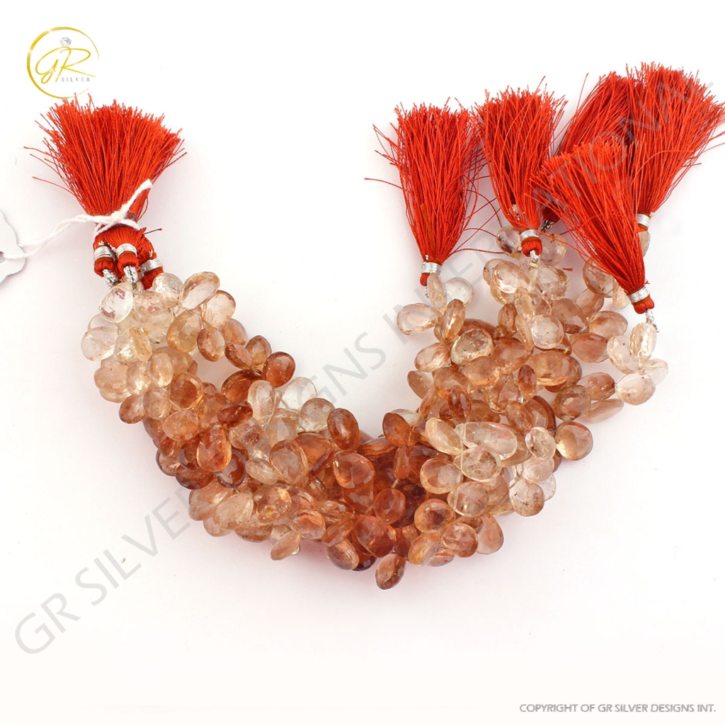 Pear Shape Imperial Quartz Handmade 5 Strands Gemstone Beads