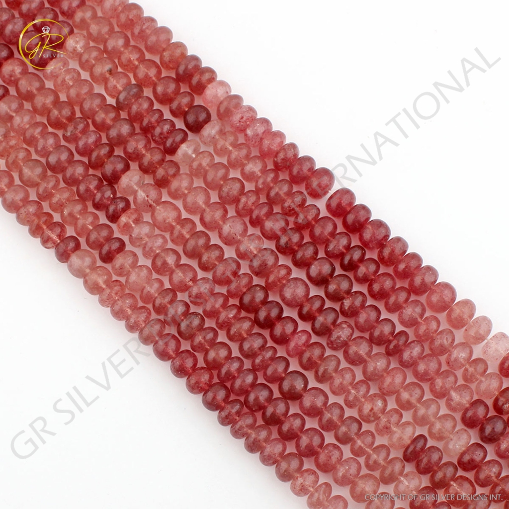 Strawberry Quartz Smooth Gemstone 11-12mm Round Beads