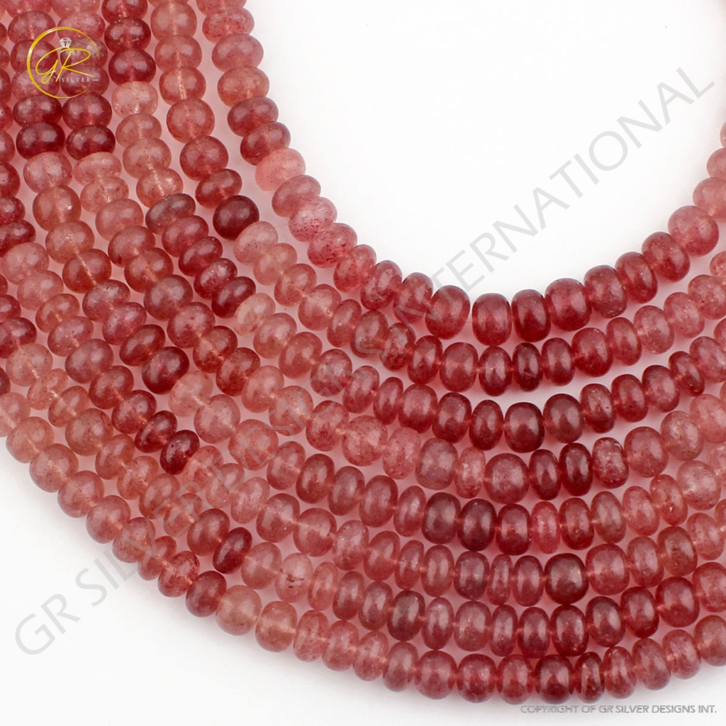 Strawberry Quartz Smooth Gemstone 11-12mm Round Beads