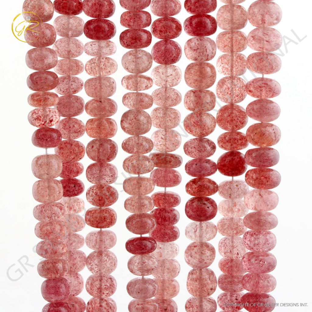 Strawberry Quartz Smooth Gemstone 11-12mm Round Beads