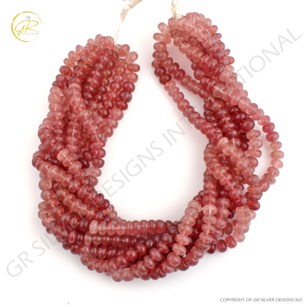 Strawberry Quartz Smooth Gemstone 11-12mm Round Beads