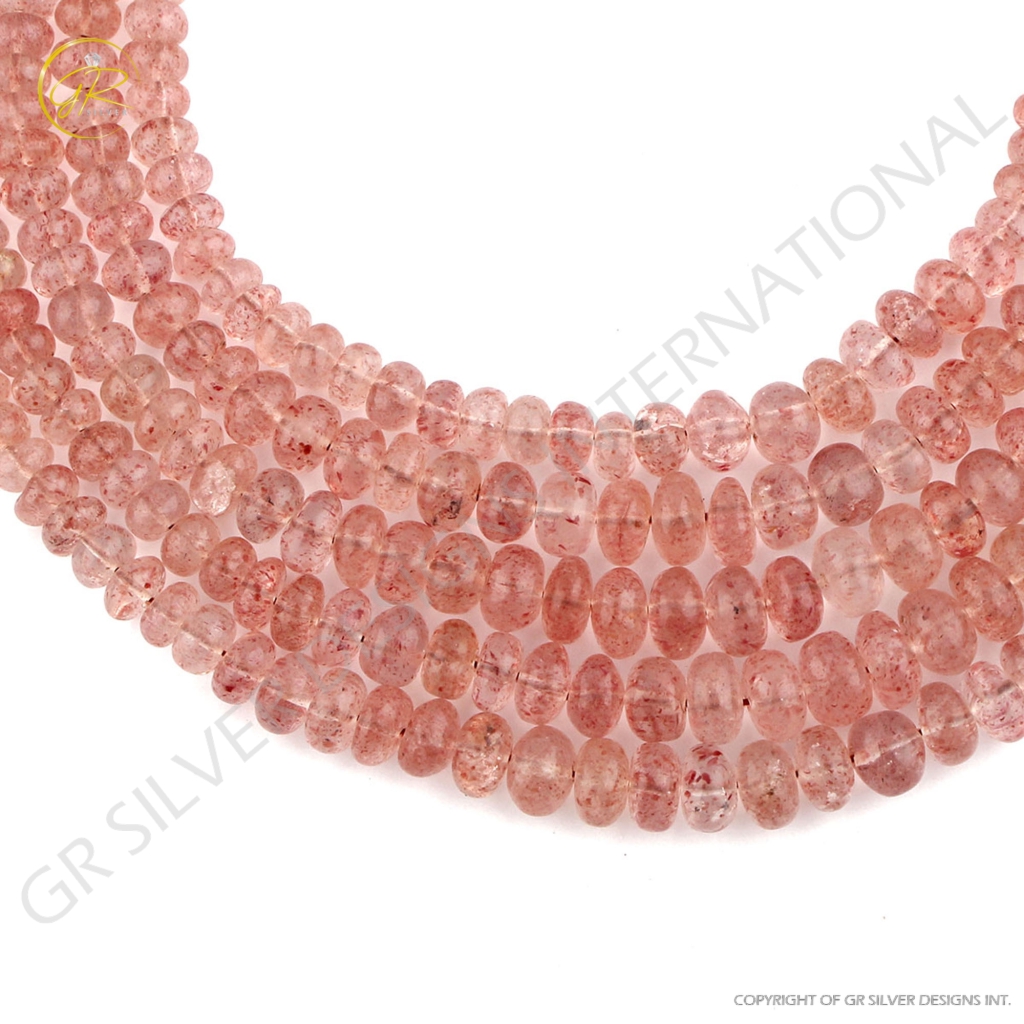 Natural Plain Strawberry Quartz 5-8mm Round Gemstone Beads