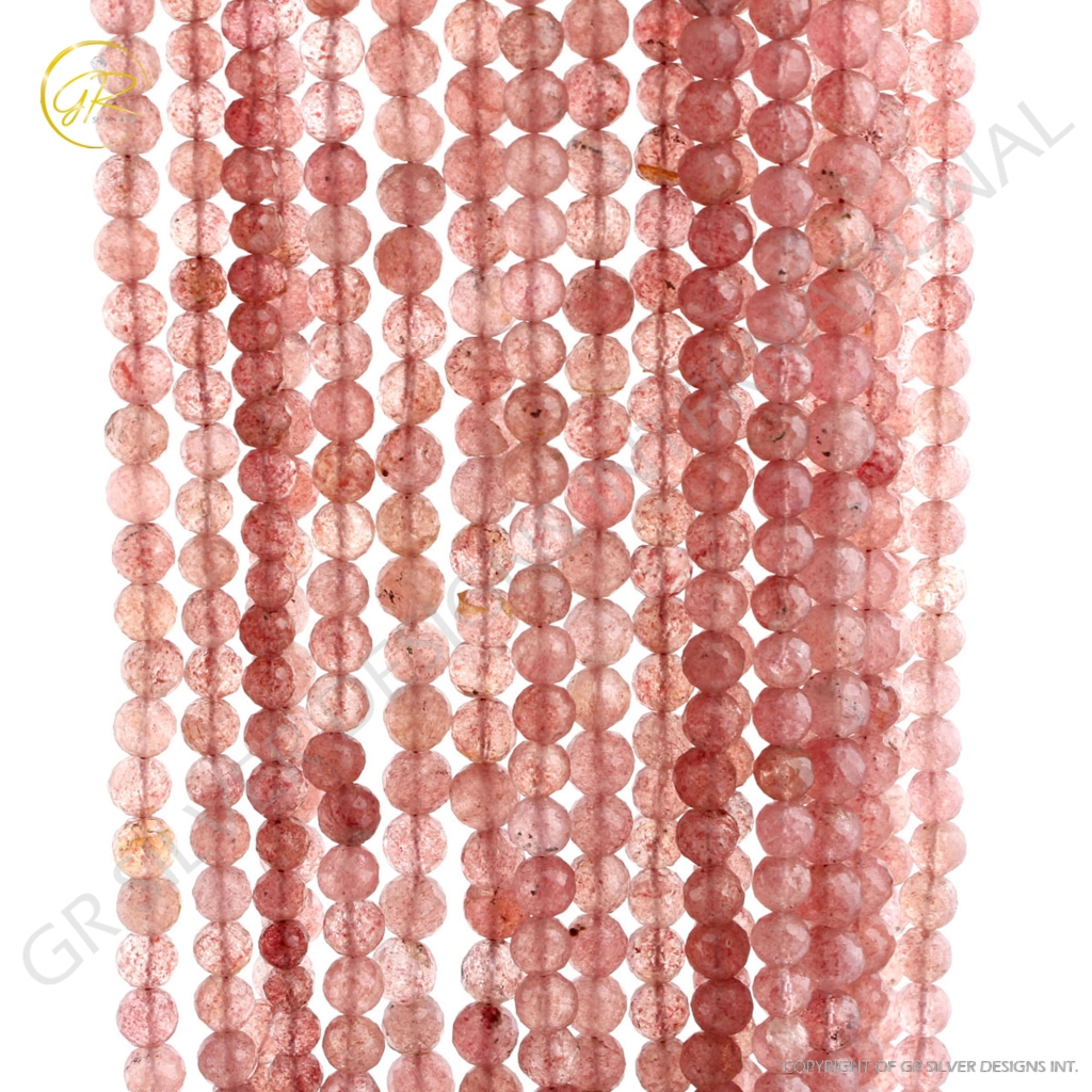 Strawberry Quartz Faceted Balls Shape 6-7mm Handmade Beads