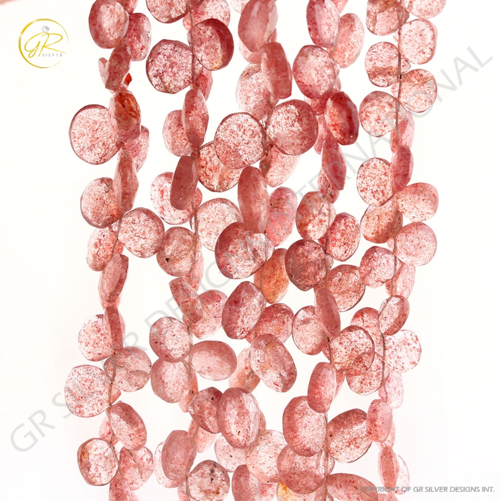 Strawberry Quartz Handmade Heart Shape Gemstone Beads