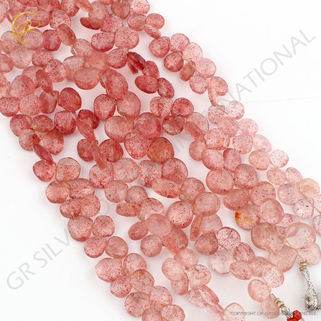 Strawberry Quartz Handmade Heart Shape Gemstone Beads