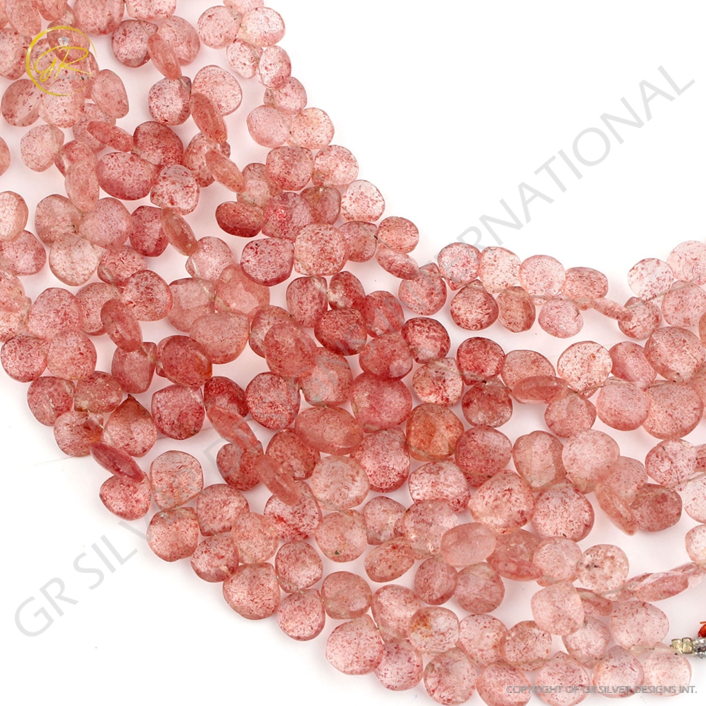 Strawberry Quartz Handmade Heart Shape Gemstone Beads