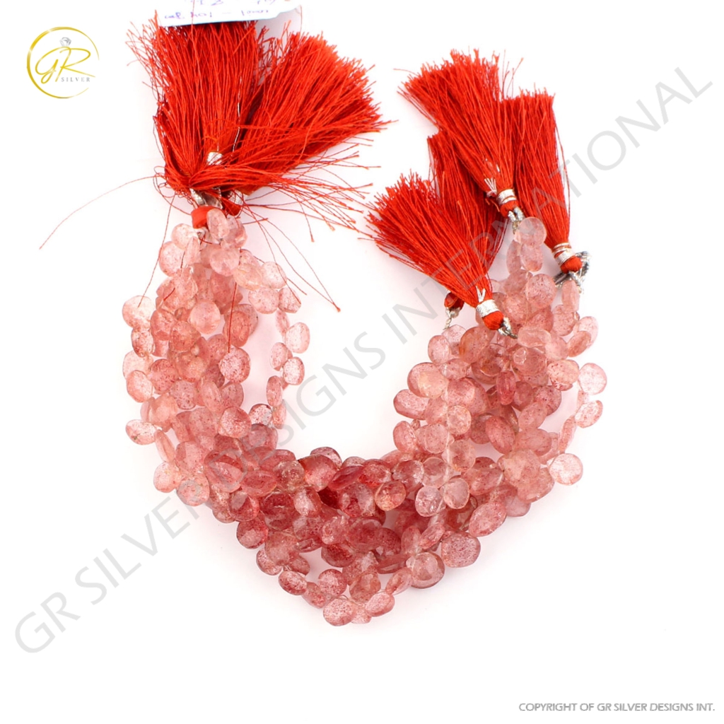 Strawberry Quartz Handmade Heart Shape Gemstone Beads