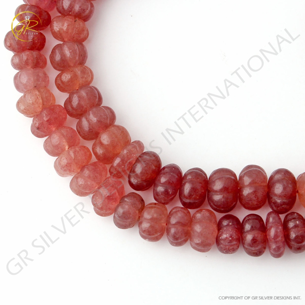 Top  Quality Carving Strawberry Quartz 8-11mm Pumpkin Shape Beads