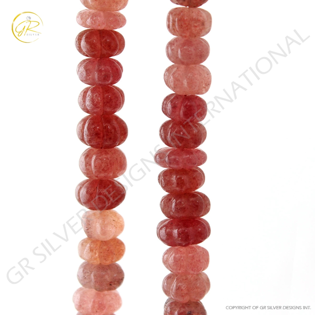 Top  Quality Carving Strawberry Quartz 8-11mm Pumpkin Shape Beads