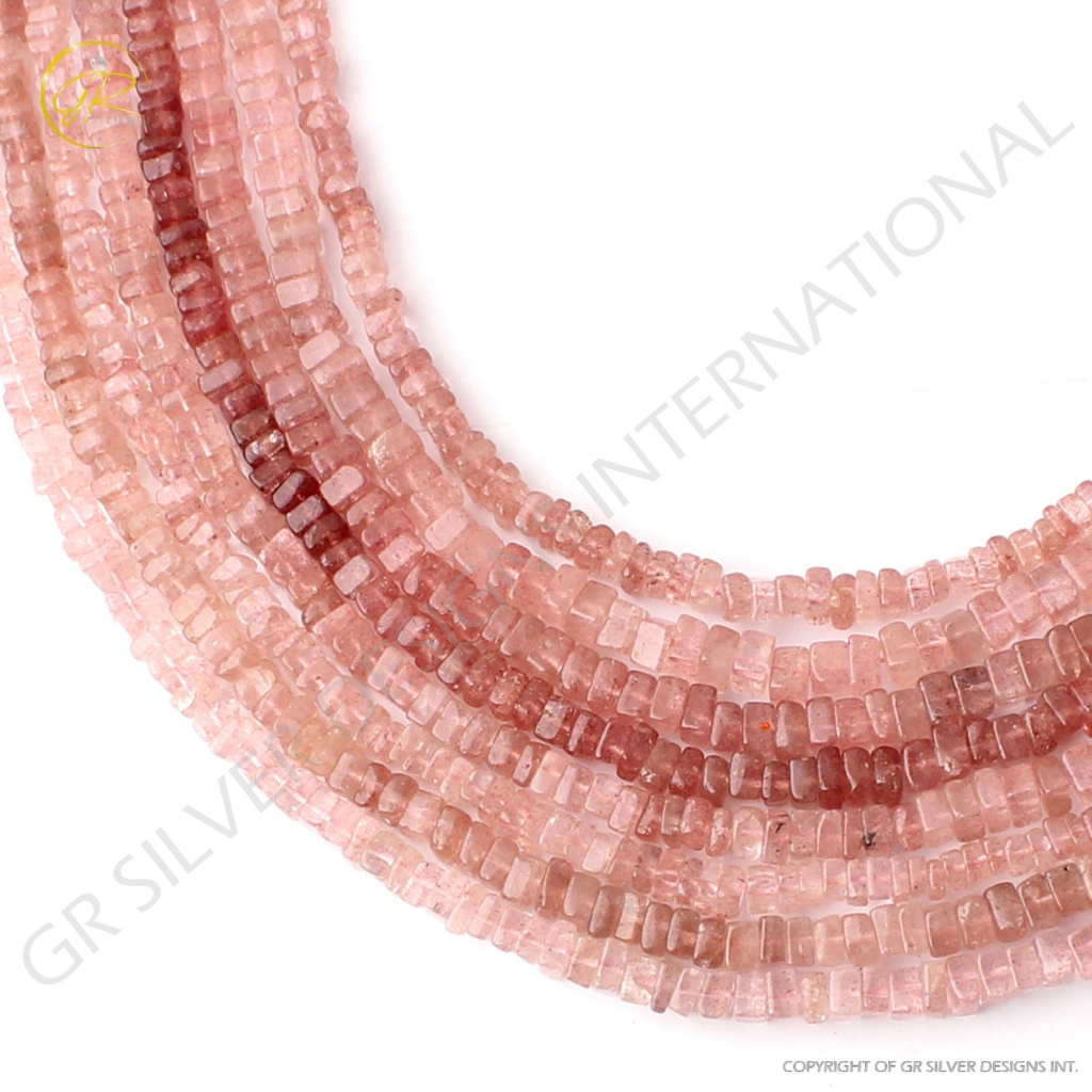 Natural Strawberry Quartz 8 Strands Square Shape Gemstone Beads