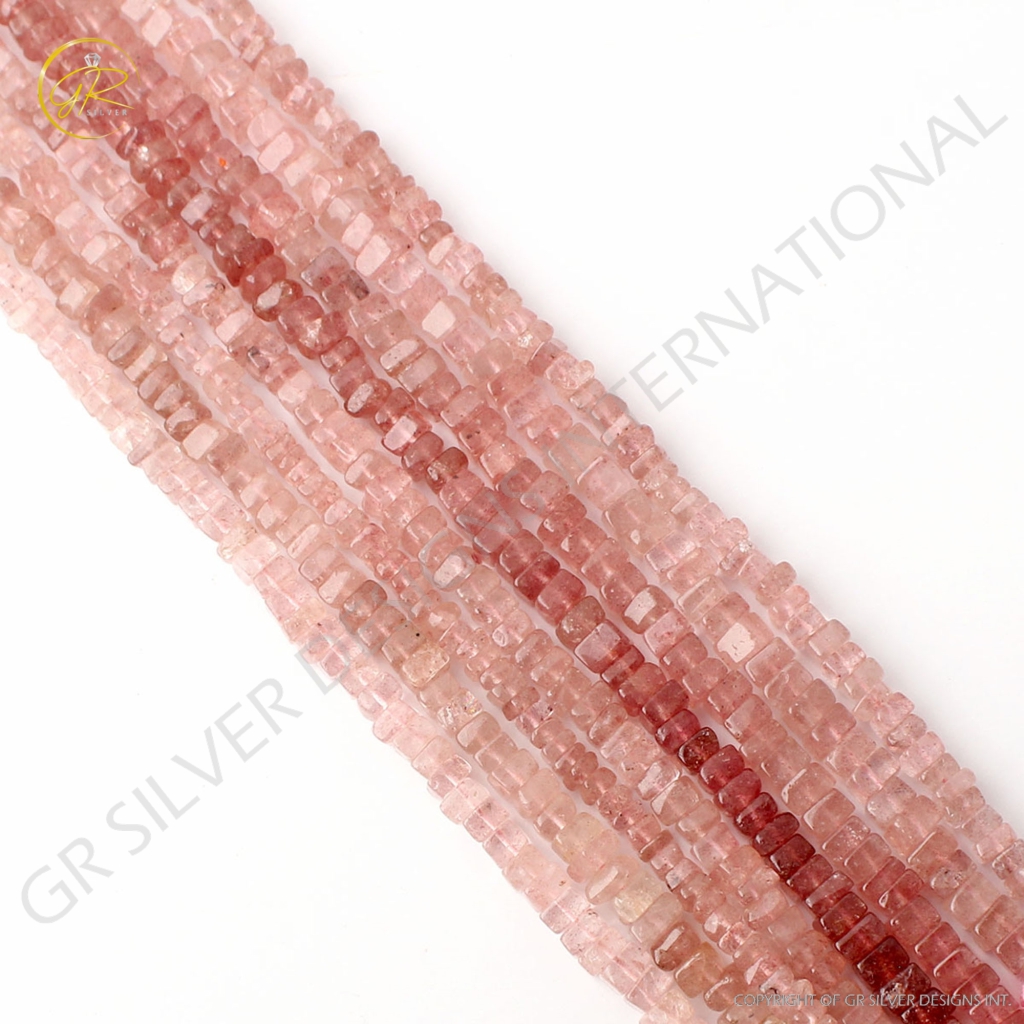 Natural Strawberry Quartz 8 Strands Square Shape Gemstone Beads