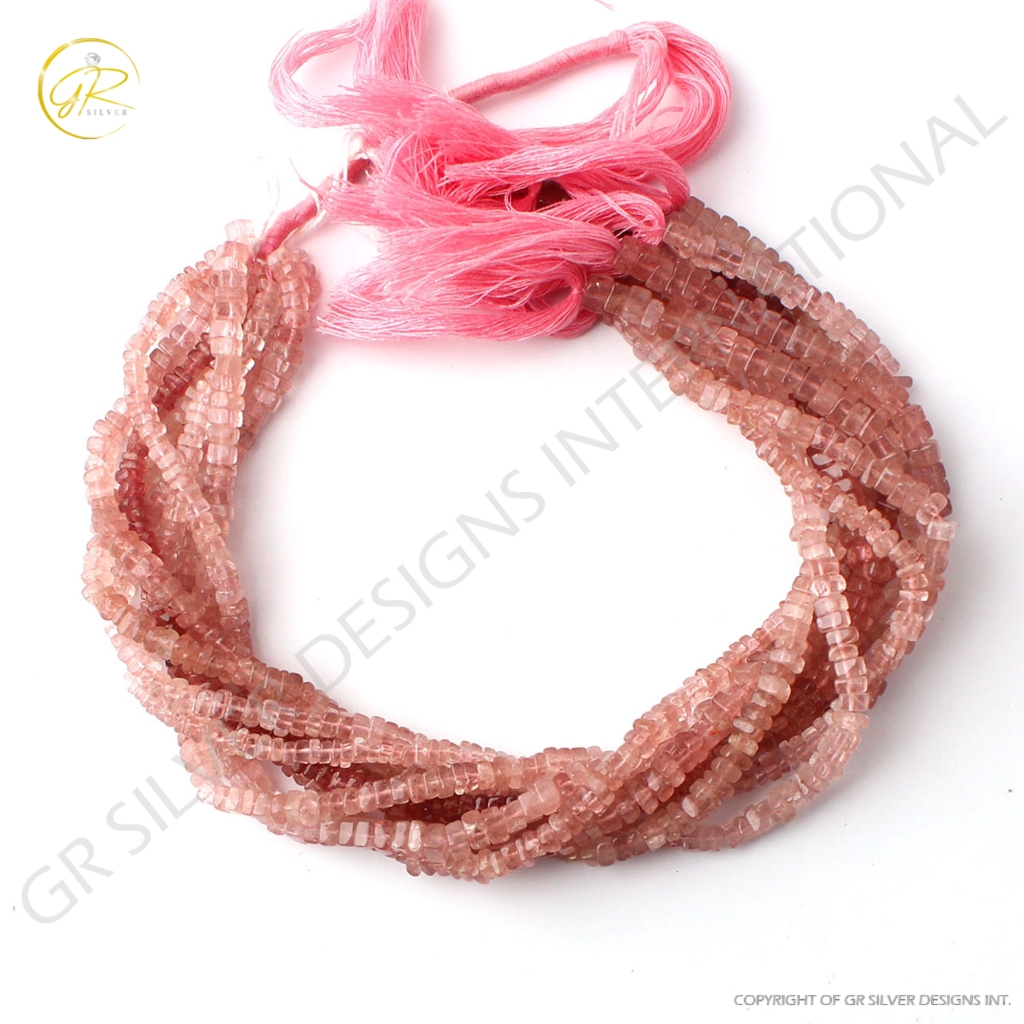 Natural Strawberry Quartz 8 Strands Square Shape Gemstone Beads