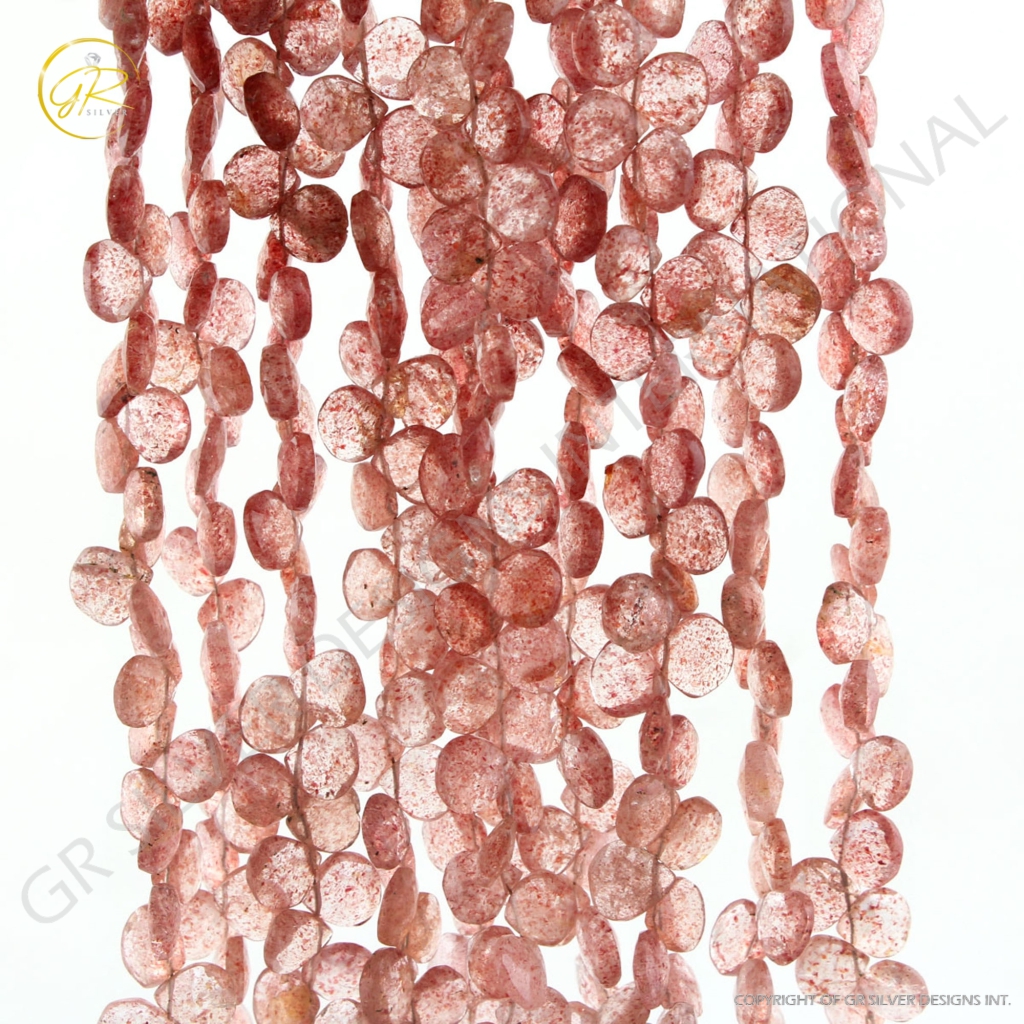 Natural Strawberry Quartz 7-8 Heart Shape Beads For Jewelry