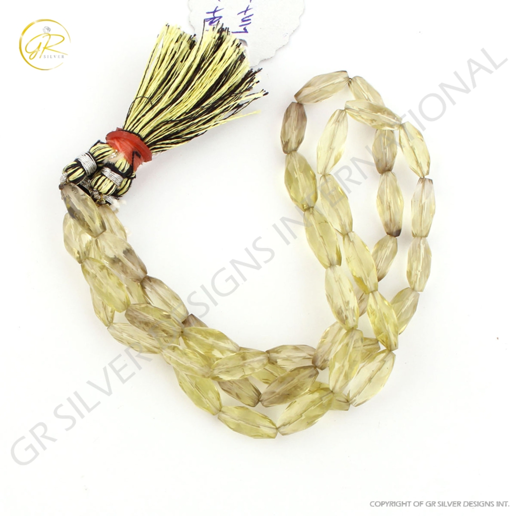 Natural Lemon Quartz Fancy Shape 2 Strands Gemstone Beads