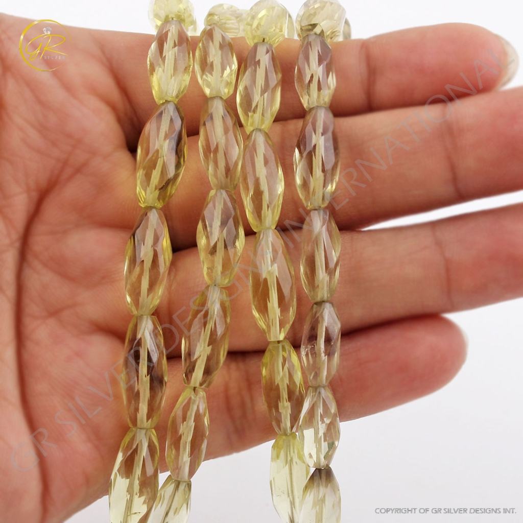 Natural Lemon Quartz Fancy Shape 2 Strands Gemstone Beads