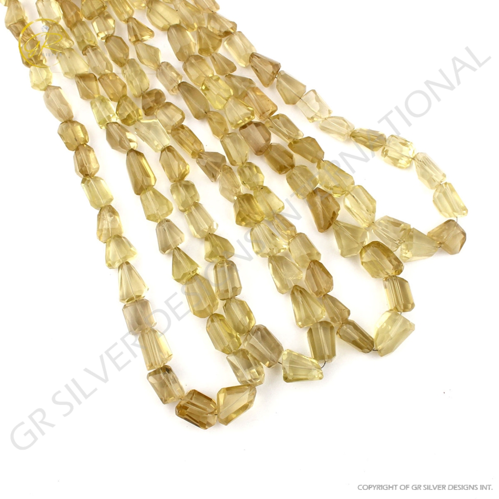 Lemon Quartz Faceted Small Size Handmade Tumble Beads