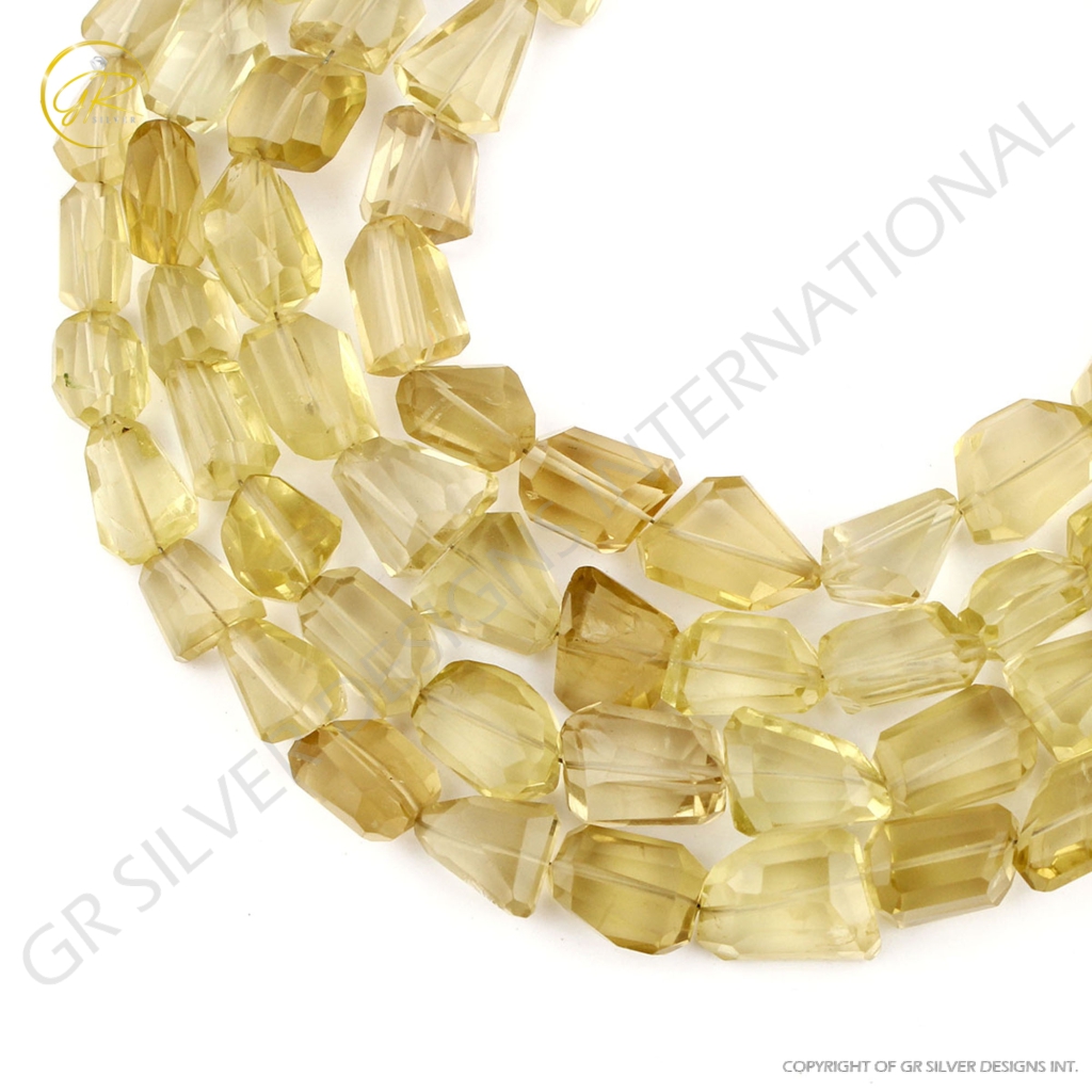 Lemon Quartz Faceted Small Size Handmade Tumble Beads