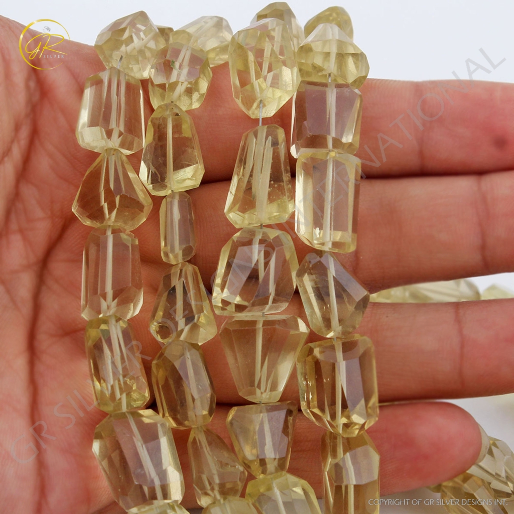 Lemon Quartz Faceted Small Size Handmade Tumble Beads