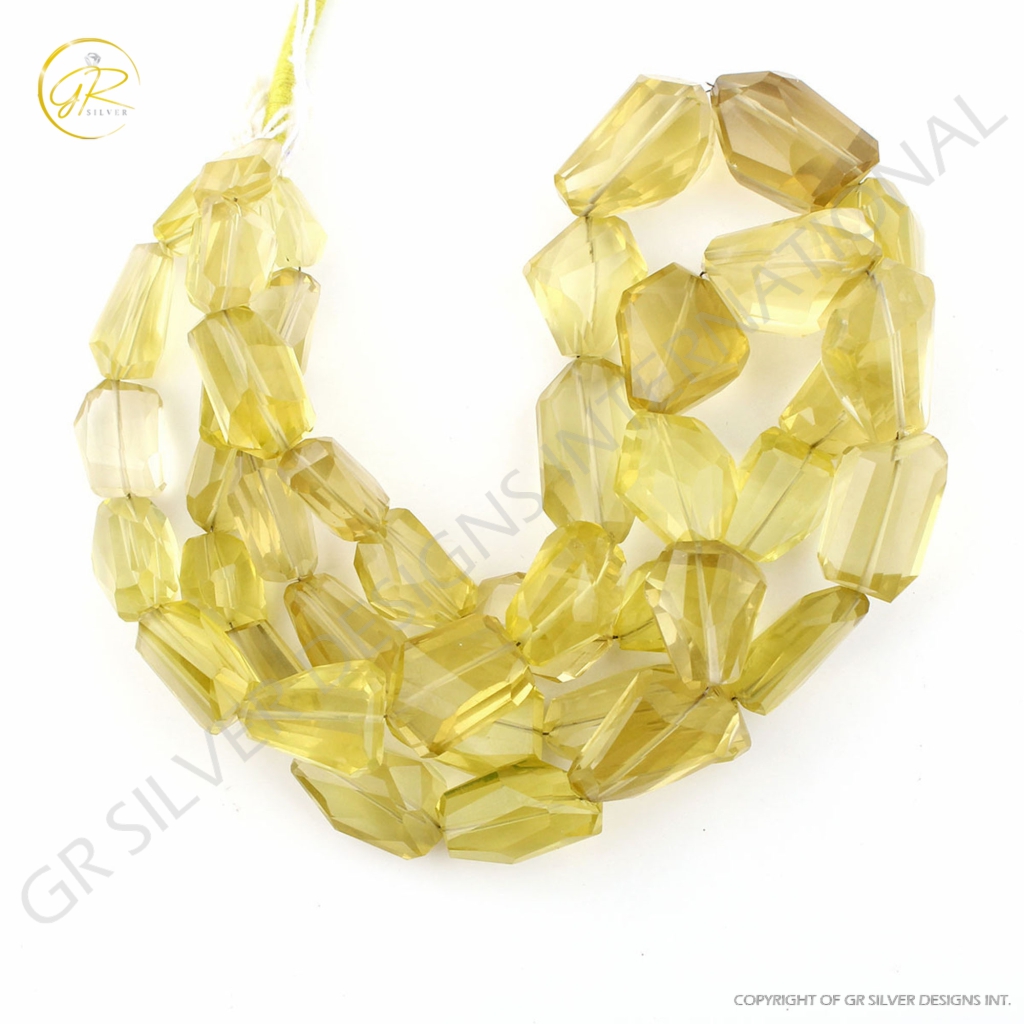 Lemon Quartz Tumble Shape Gemstone Beads For Jewelry Making