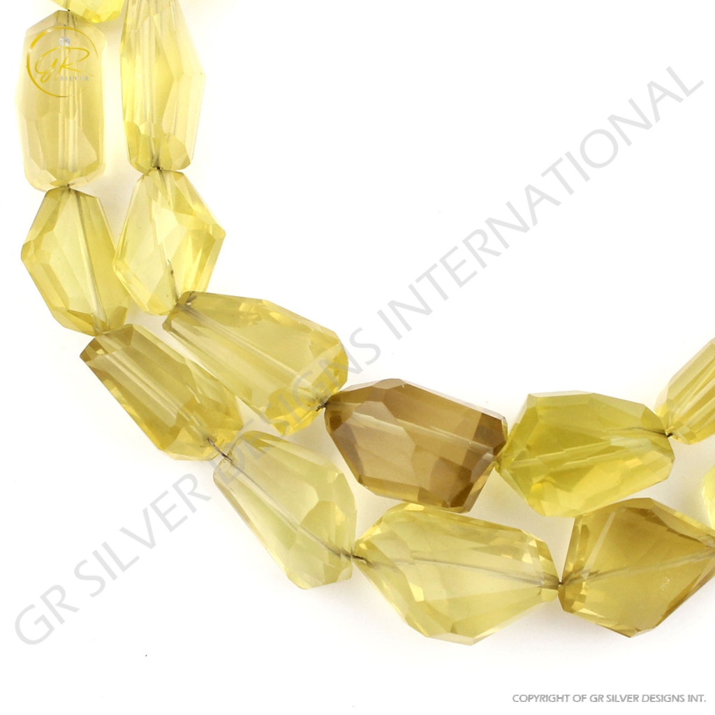 Lemon Quartz Tumble Shape Gemstone Beads For Jewelry Making