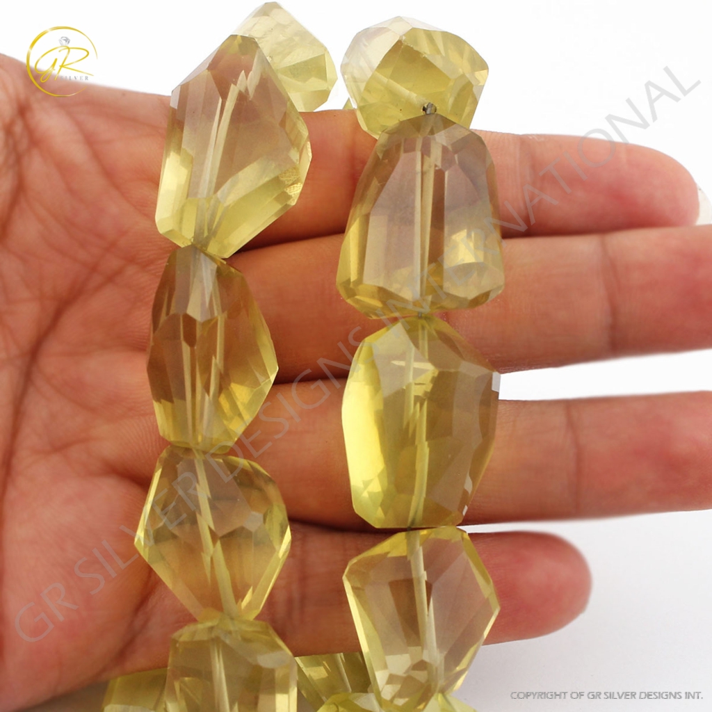 Lemon Quartz Tumble Shape Gemstone Beads For Jewelry Making