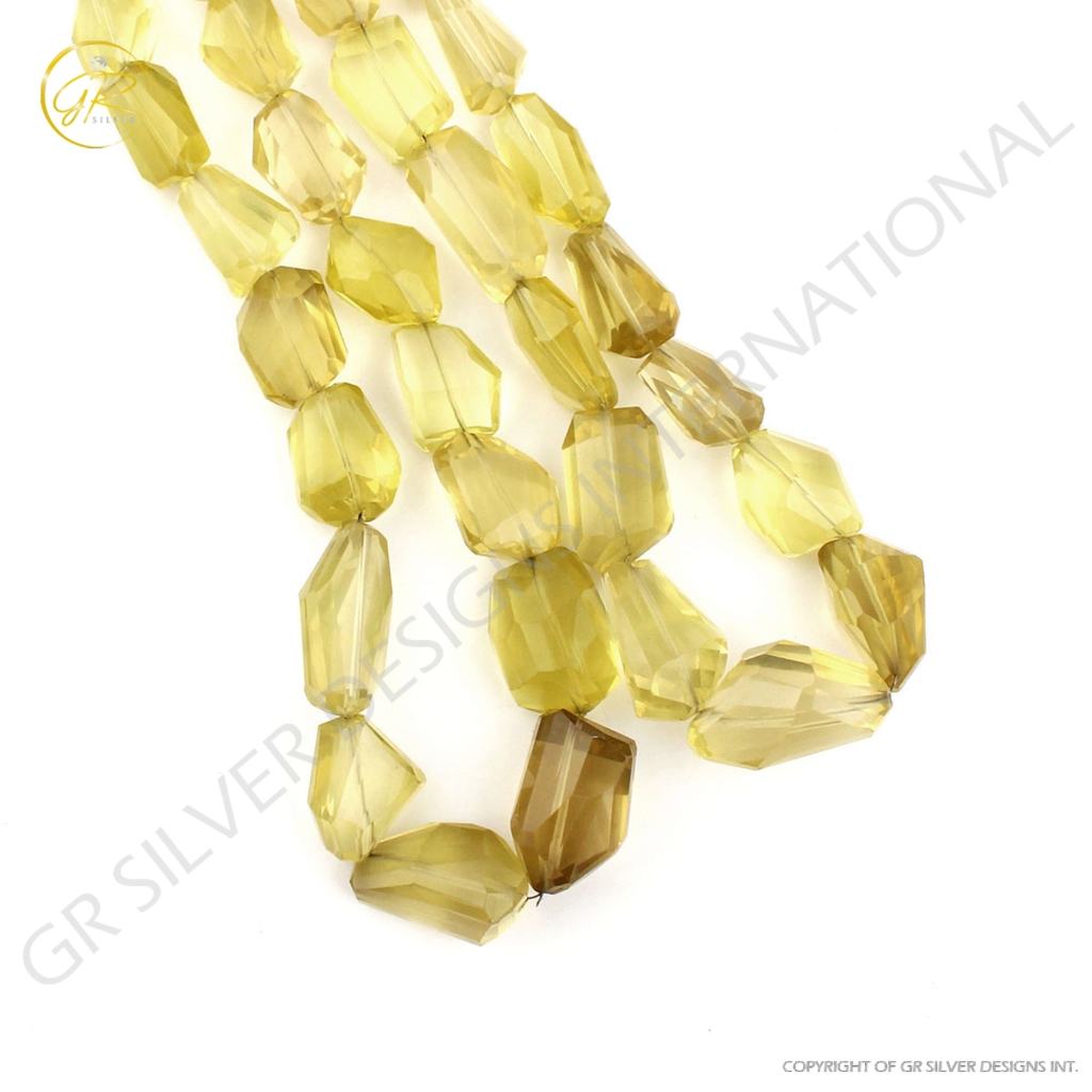 Lemon Quartz Tumble Shape Gemstone Beads For Jewelry Making