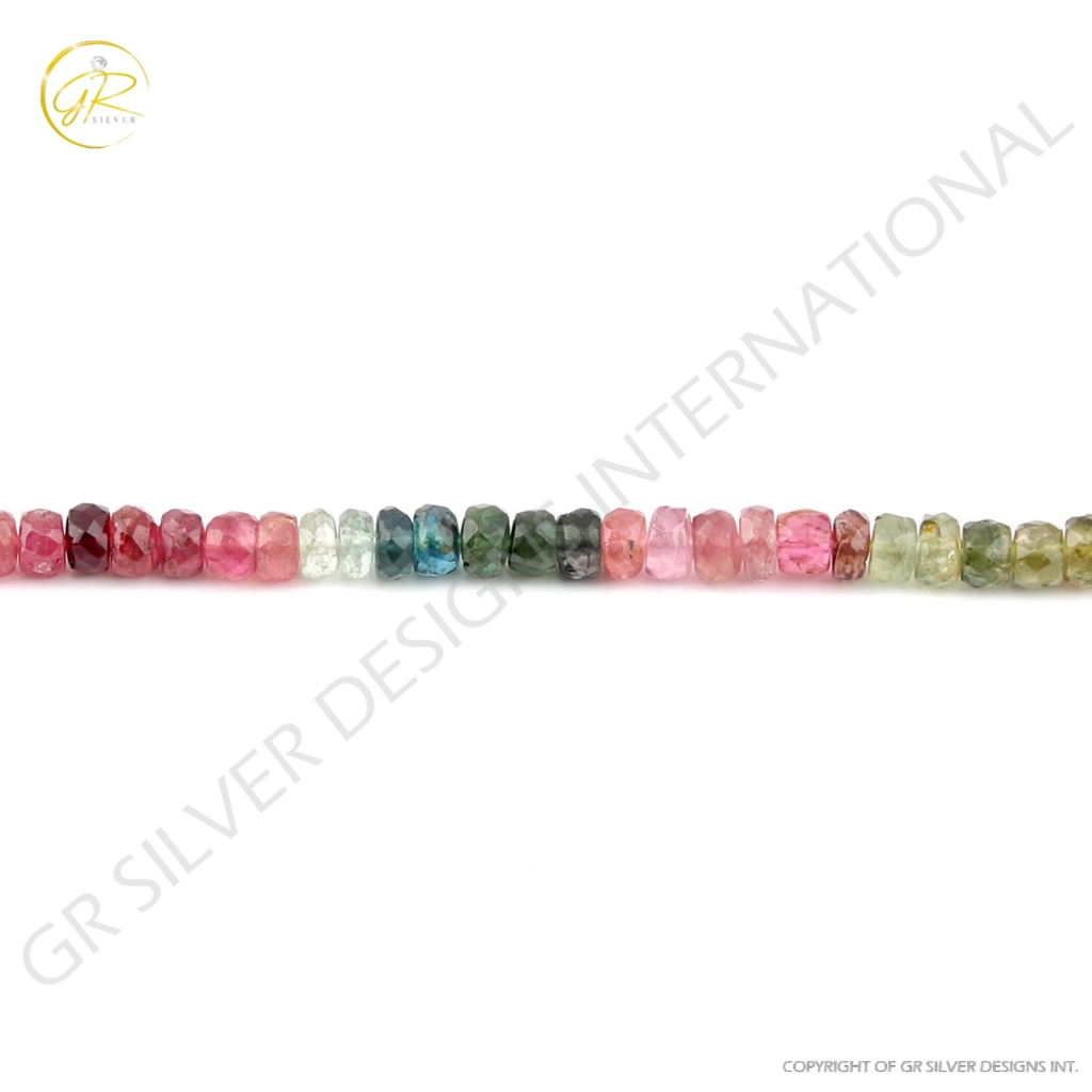 Faceted Multi Tourmaline Round Gemstone 9 Strands Beads