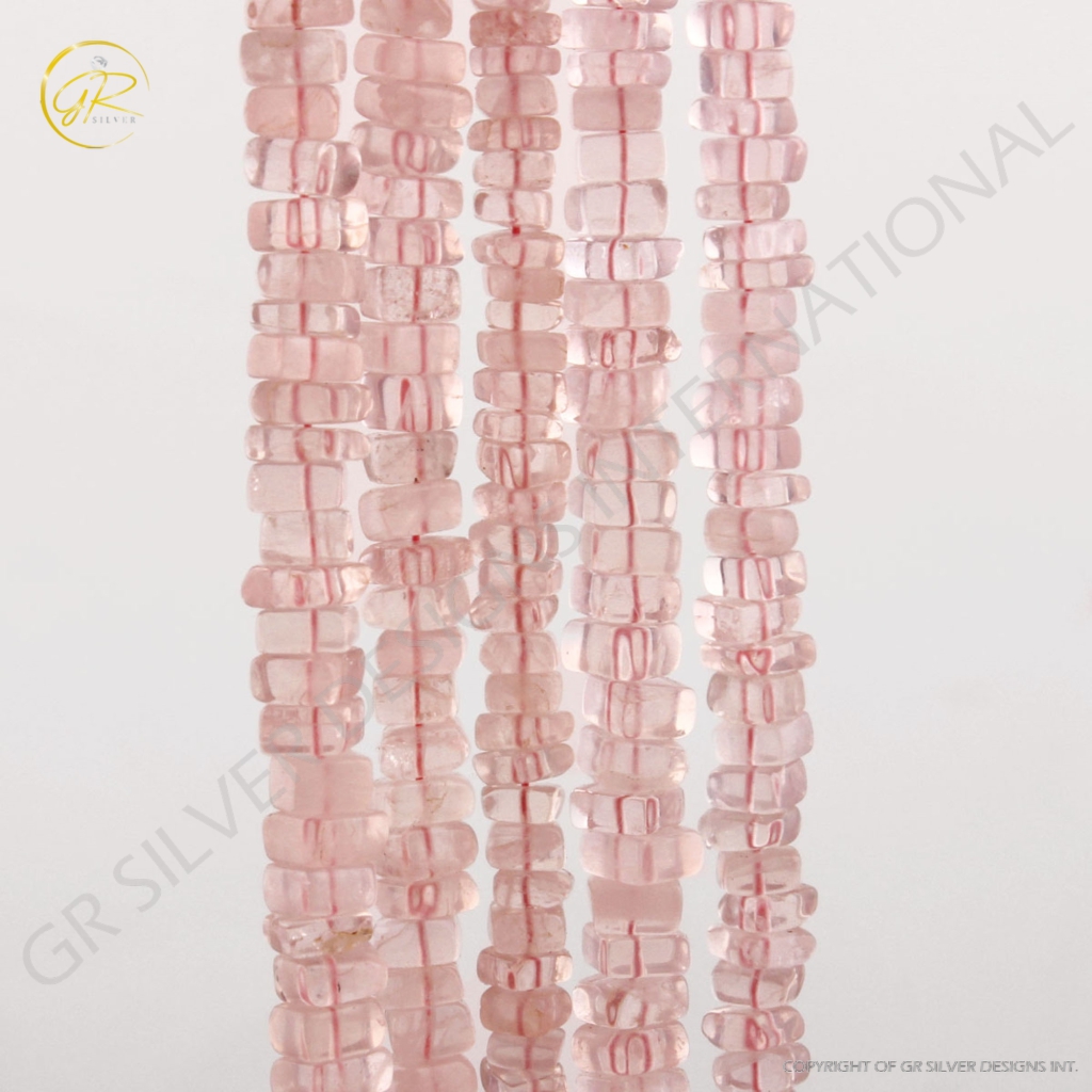 Natural Rose Quartz Square Shape 4-6mm Handmade Gemstone Beads