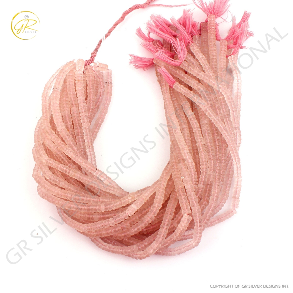 Rose Quartz Faceted Tyre Shape 5-6mm Gemstone Beads For Jewelry