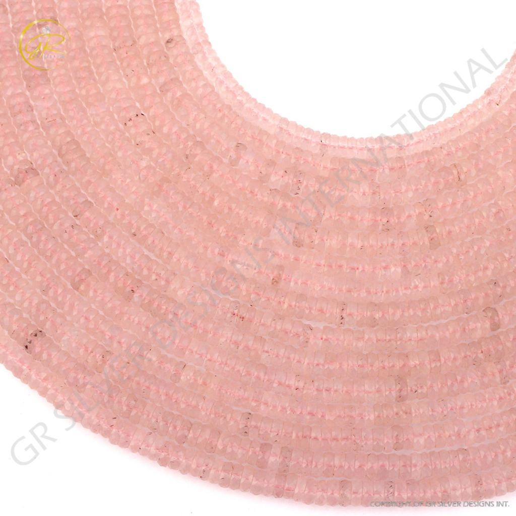 Rose Quartz Faceted Tyre Shape 5-6mm Gemstone Beads For Jewelry