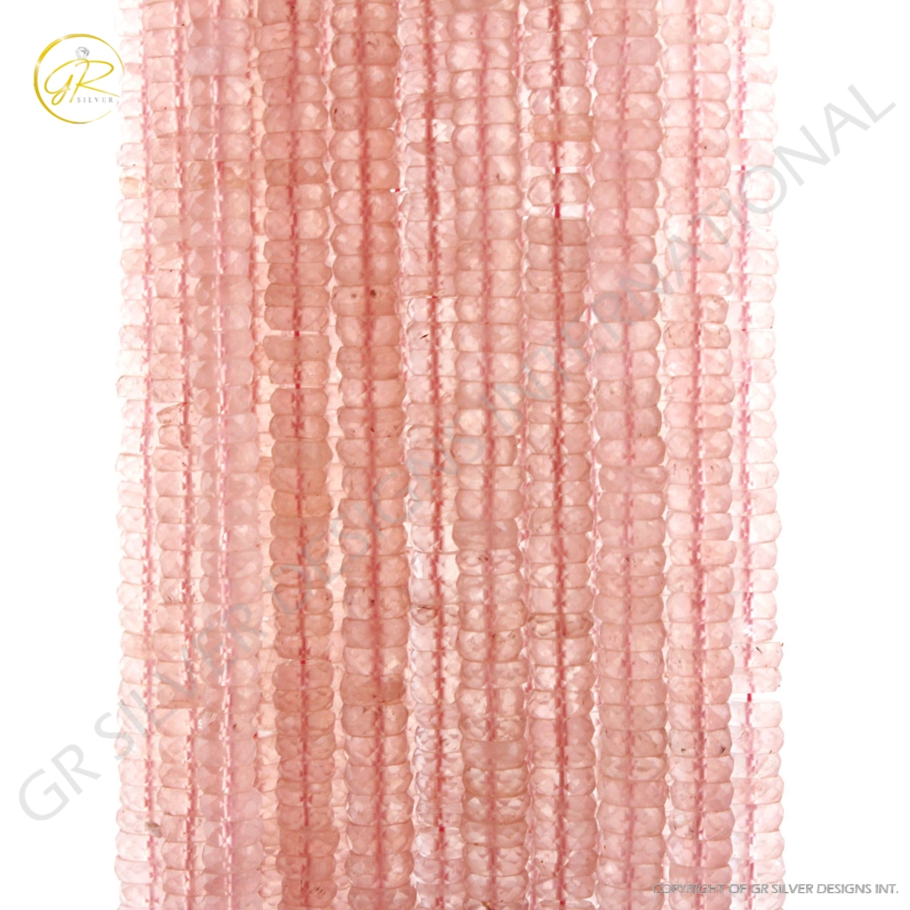 Rose Quartz Faceted Tyre Shape 5-6mm Gemstone Beads For Jewelry