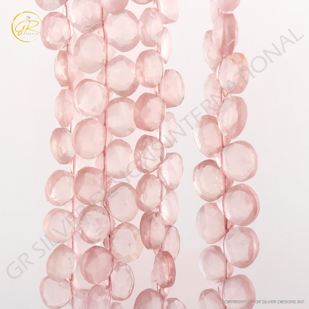 Heart Shape 8mm Rose Quartz Gemstone 4 Strands Beads