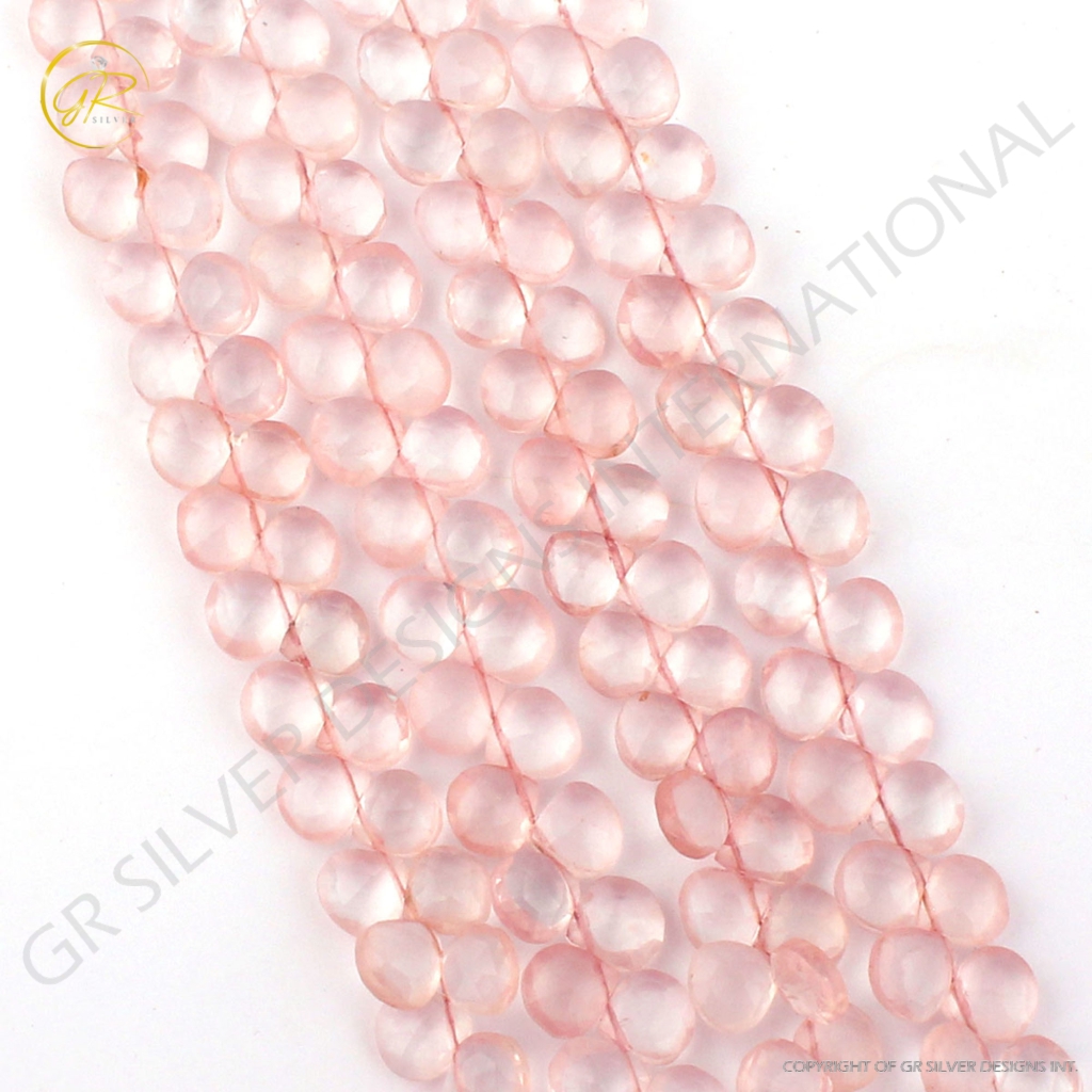 Heart Shape 8mm Rose Quartz Gemstone 4 Strands Beads