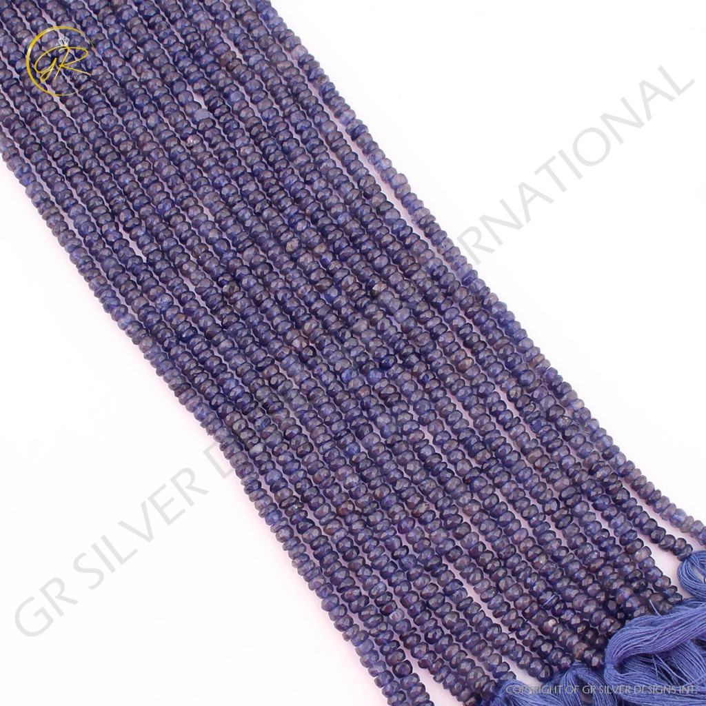 Blue Iolite 4mm Round Faceted Gemstone Beads For Jewelry